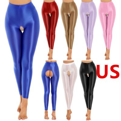 US Sexy Womens Pantyhose Tummy Control Super Opaque Glossy Footless Tights Dance